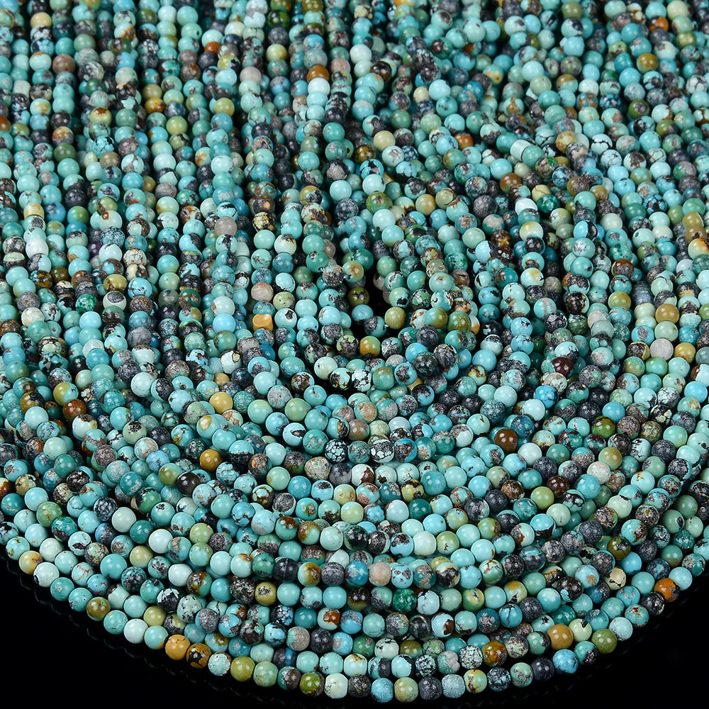 AAA Natural Turquoise 2mm 3mm 4mm Faceted Round Beads Real Genuine