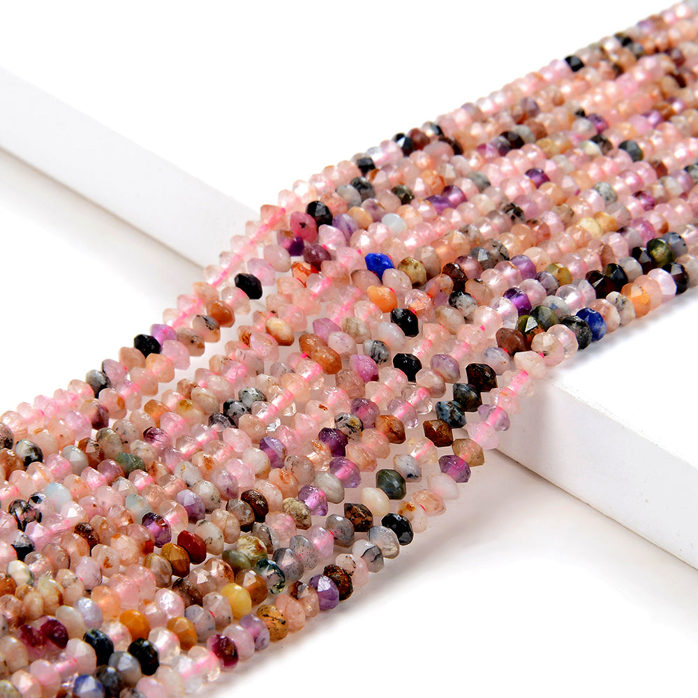 Natural Multi Gemstone Beads, Multi Stone Rondelle Beads, Multi