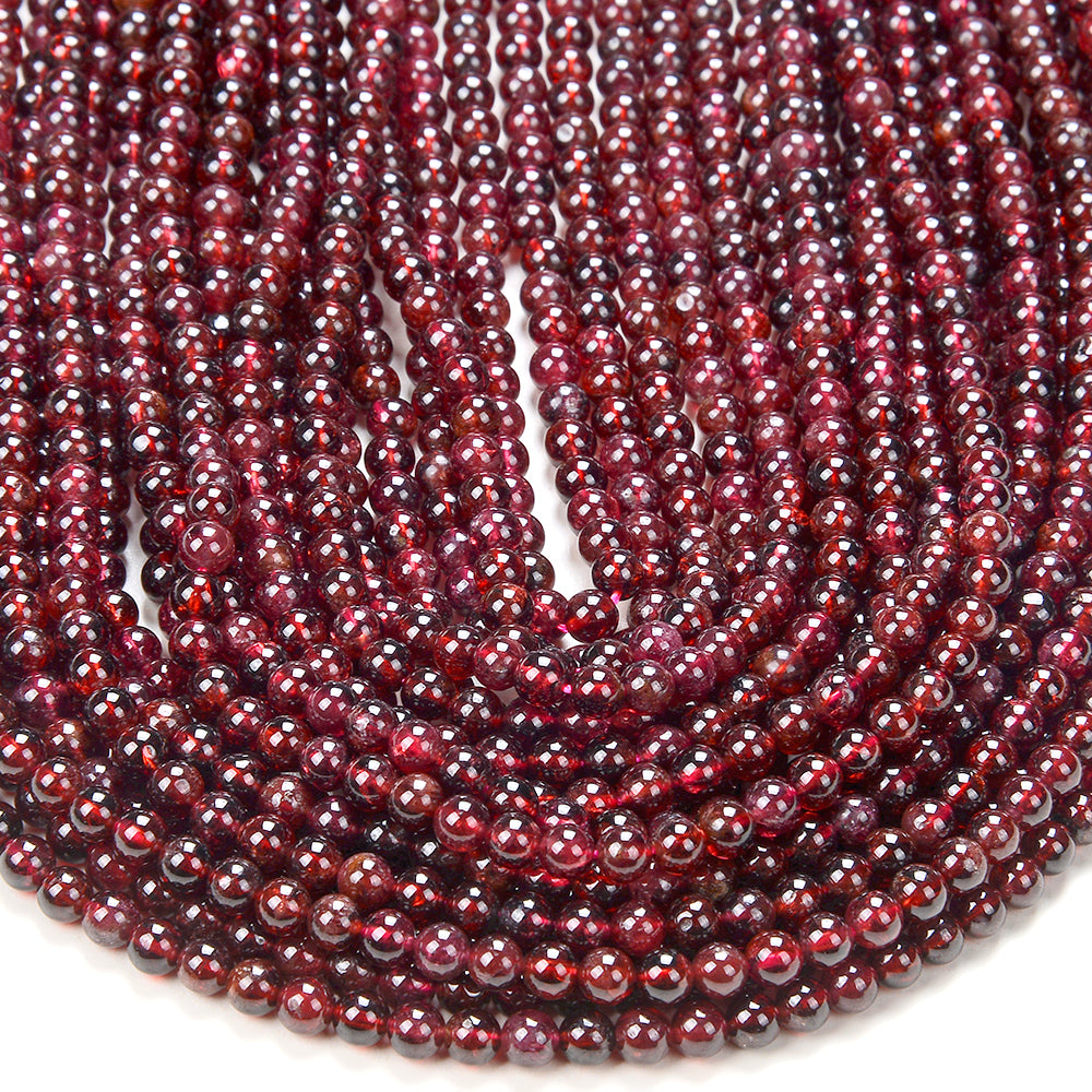 Natural Deep Red Garnet Gemstone Grade AAA Round 3MM 4MM Loose