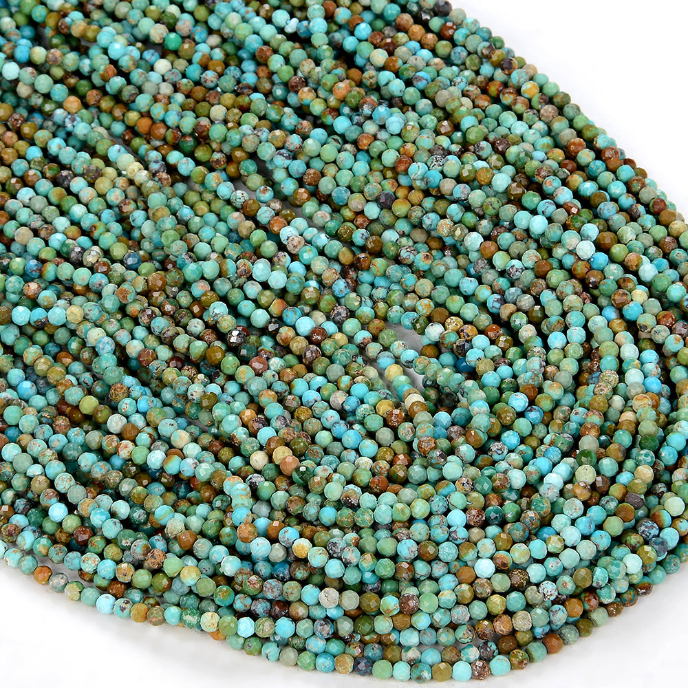 AAA Natural Turquoise 2mm 3mm 4mm Faceted Round Beads Real Genuine