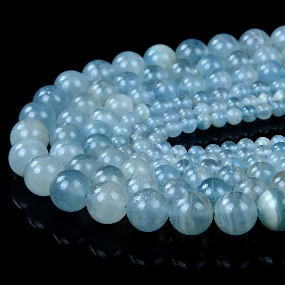 Aquamarine Beads, Natural, 8mm Round