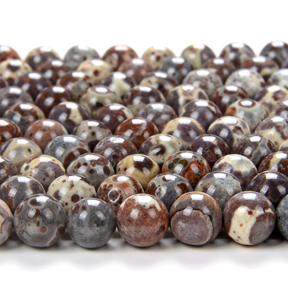 BEADIA Natural Brown Picture Jasper Spacer Beads Caps Loose Semi