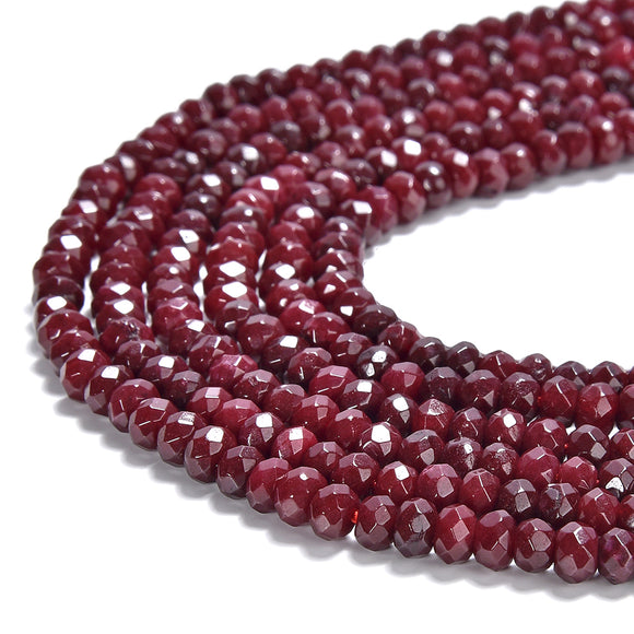 Ruby Red Jade Gemstone Faceted Rondelle 3X2MM 4X3MM Loose Beads 13.5 inch Full Strand (P107)