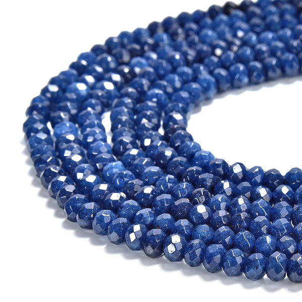 Navy Blue Jade Gemstone Faceted Rondelle 3X2MM 4X3MM Loose Beads 13.5 inch Full Strand (P107)