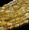 Natural Yellow Opal Gemstone Faceted Round Tube 12X8MM Loose Beads (D560)