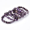 Natural Dogtooth Chevron Amethyst Gemstone Round Bracelet 8MM 10MM 7.5 inch Strand (S23)