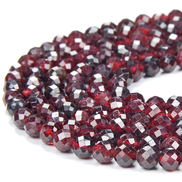 Natural Red Garnet Gemstone Micro Faceted Round 4MM 5MM Loose Beads 15 inch Full Strand (P83)