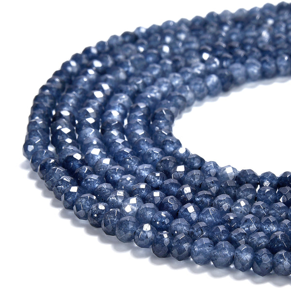 Iolite Blue Jade Gemstone Faceted Rondelle 3X2MM 4X3MM Loose Beads 13.5 inch Full Strand (P107)