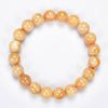 Natural Yellow Feldspar Sunstone Gemstone Round Bracelet 8MM 10MM 7.5 inch Strand (S22)