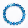 Natural Ocean Blue Apatite Gemstone Round Bracelet 8MM 10MM 7.5 inch Strand (S22)