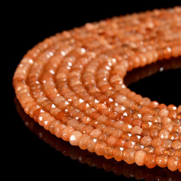 Orange Jade Gemstone Faceted Rondelle 3X2MM 4X3MM Loose Beads 13.5 inch Full Strand (P107)