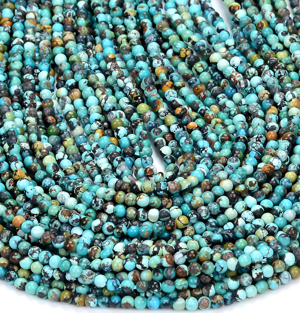 Natural Hubei Turquoise Beads, Round, Faceted, about 2mm 3mm 4mm, Length  about 15”
