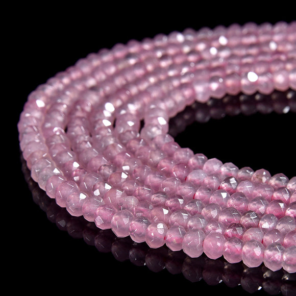 Rose Pink Jade Gemstone Faceted Rondelle 3X2MM 4X3MM Loose Beads 13.5 inch Full Strand (P108)