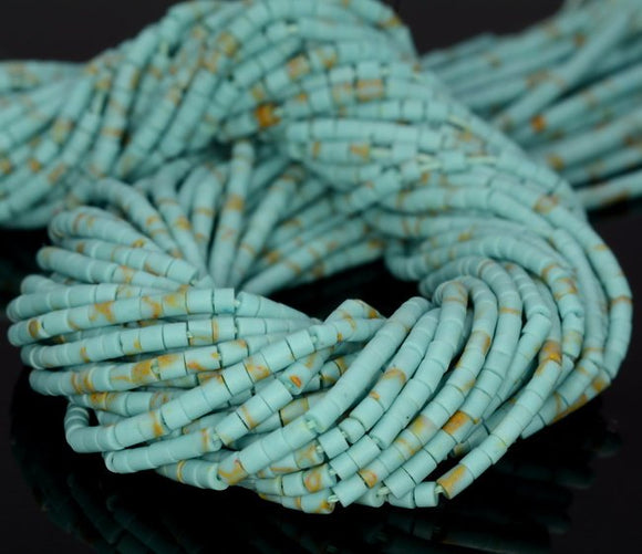 2x2mm Turquoise Gemstone Light Blue Round Tube Heishi 2mm Loose Beads 12.5 inch Full Strand (80005606-473)