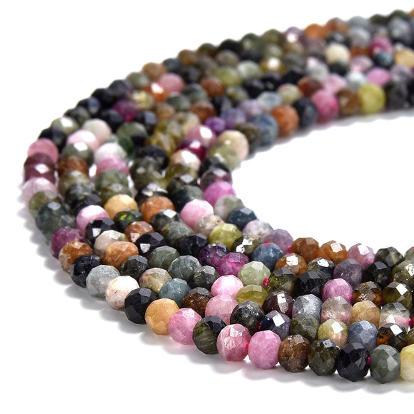 Natural Multi Tourmaline Gemstone Grade AAA Micro Faceted Rondelle 3X2MM Loose Beads 15 inch Full Strand (80019482-P106)