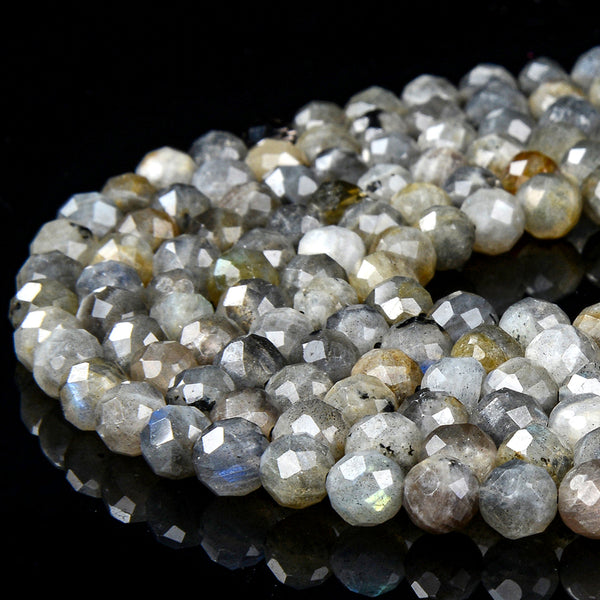 Natural Labradorite Gemstone Grade A Micro Faceted Round 5MM 6MM Loose Beads (P99)