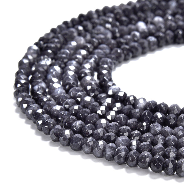 Silver Gray Jade Gemstone Faceted Rondelle 4X3MM Loose Beads 14.5 inch Full Strand (80019534-P109)