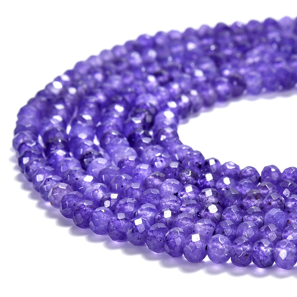 Purple Jade Gemstone Faceted Rondelle 3X2MM 4X3MM Loose Beads 13.5 inch Full Strand (P107)