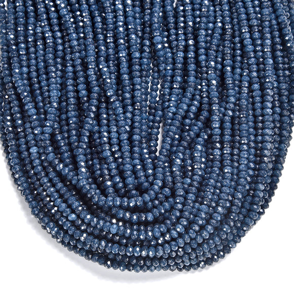 Sapphire Blue Jade Gemstone Faceted Rondelle 3X2MM Loose Beads 13.5 inch Full Strand (80019485-P106)