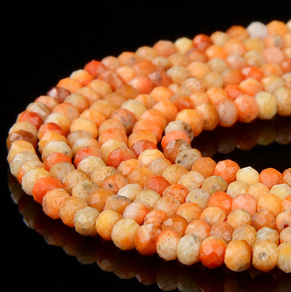 Natural Orange Coral Gemstone Grade AAA Micro Faceted Rondelle 3X2MM Loose Beads (P87)