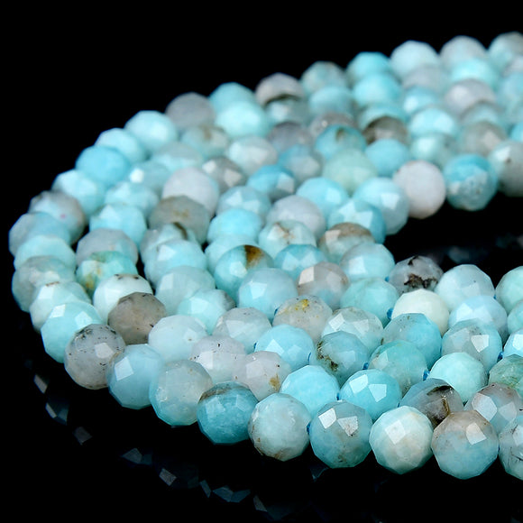 Natural Peruvian Amazonite Gemstone Grade AA Micro Faceted Round 5MM Loose Beads 15 inch Full Strand (80018442-P101)