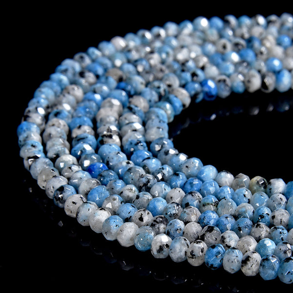 K2 Blue Granite Gemstone Faceted Rondelle 4X3MM Loose Beads 13.5 inch Full Strand (80019519-P108)