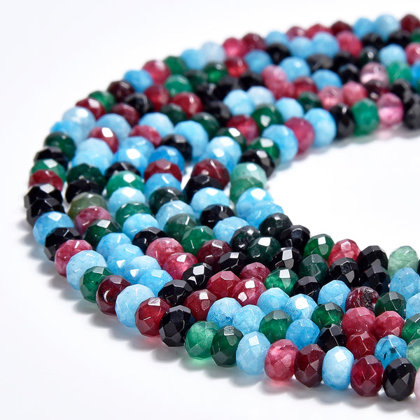 Multi Jade Gemstone Faceted Rondelle 4X3MM Loose Beads 13.5 inch Full Strand (80019535-P109)