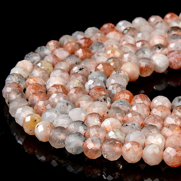 Natural Arusha Rainbow Lattice Sunstone Gemstone Grade AA Micro Faceted Round 5MM 6MM Loose Beads (P98)