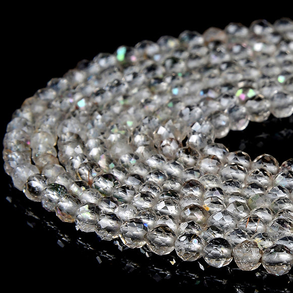 Natural Rock Quartz Gemstone Grade AAA Micro Faceted Round 3MM Loose Beads 15 inch Full Strand (80018440-P101)