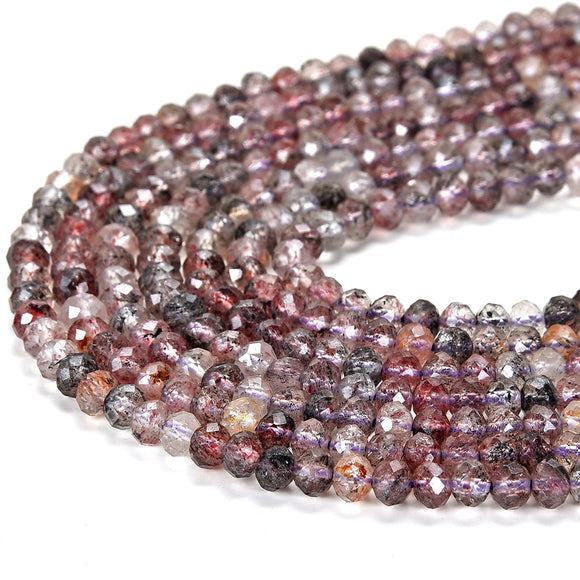 Natural Rare Super Seven Lepidocrocite Gemstone Micro Faceted Rondelle 4X3MM Loose Beads 15.5 inch Full Strand (80019214-P103)