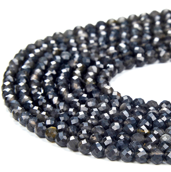 Natural Silver Obsidian Gemstone Grade AA Micro Faceted Round 3MM Loose Beads 15 inch Full Strand (80018439-P101)