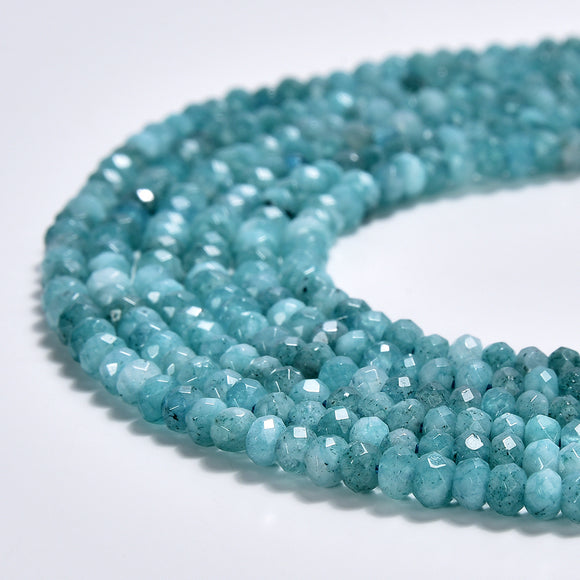 Amazonite Blue Jade Gemstone Faceted Rondelle 3X2MM Loose Beads 13.5 inch Full Strand (80019483-P106)