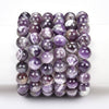 Natural Dogtooth Chevron Amethyst Gemstone Round Bracelet 8MM 10MM 7.5 inch Strand (S23)