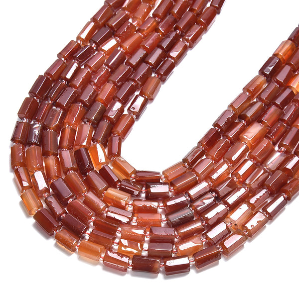 Natural Red Agate Gemstone Faceted Round Tube 12X8MM Loose Beads (D560)