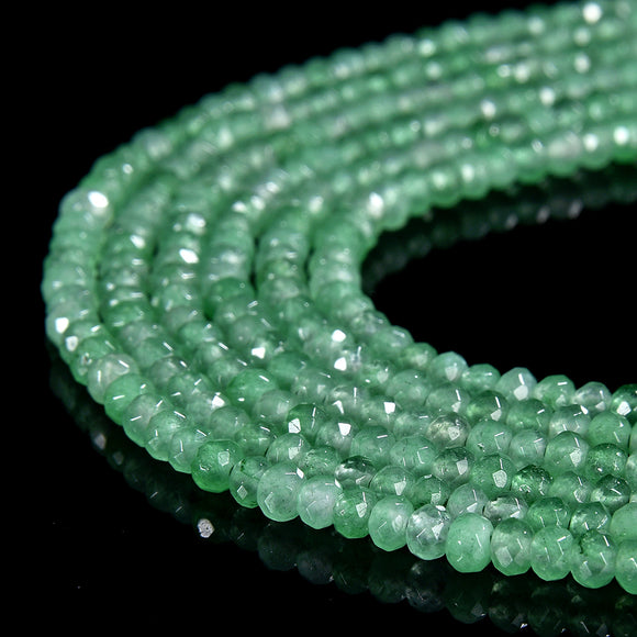 Light Green Jade Gemstone Faceted Rondelle 3X2MM Loose Beads 13.5 inch Full Strand (80019489-P106)