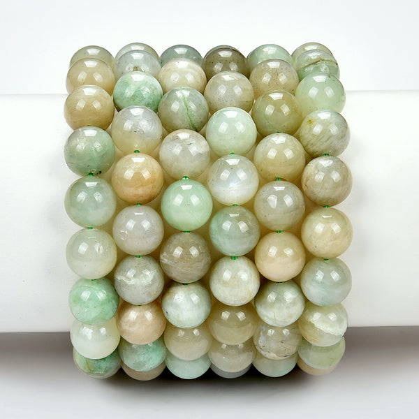 Natural Rare Garnierite Green Moonstone Gemstone Round Bracelet 8MM 10MM 7.5 inch Strand (S20)