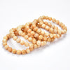 Natural Yellow Feldspar Sunstone Gemstone Round Bracelet 8MM 10MM 7.5 inch Strand (S22)