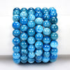 Natural Ocean Blue Apatite Gemstone Round Bracelet 8MM 10MM 7.5 inch Strand (S22)