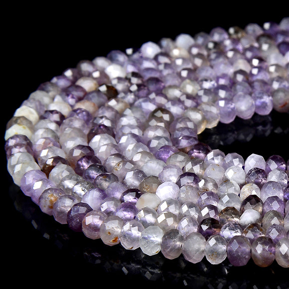 Natural Amethyst Gemstone Grade A Micro Faceted Rondelle 4X3MM Loose Beads (P93)