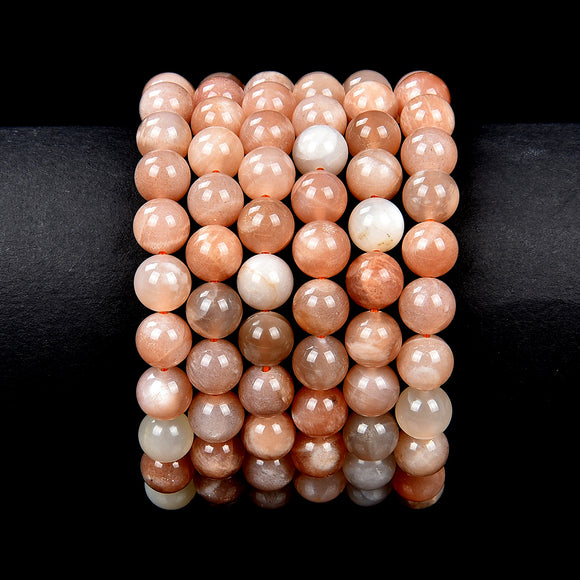 Natural Sunstone Gemstone Round Bracelet 8MM 7.5 inch Strand (80018855-S27)