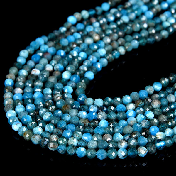 Natural Apatite Gemstone Micro Faceted Round 2MM Loose Beads 15.5 inch Full Strand (80019206-P103)