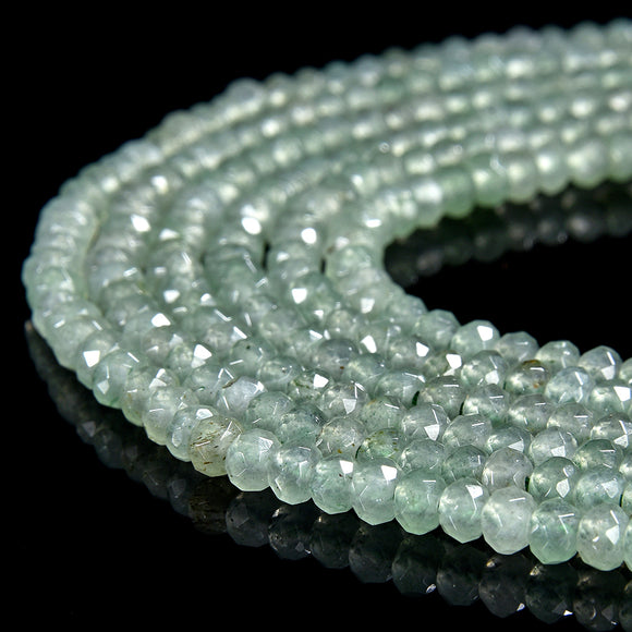 Mint Green Jade Gemstone Faceted Rondelle 4X3MM Loose Beads 13.5 inch Full Strand (80019526-P109)