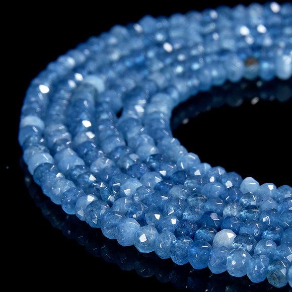 Aquamarine Blue Jade Gemstone Faceted Rondelle 3X2MM Loose Beads 13.5 inch Full Strand (80019486-P106)