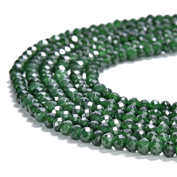 Emerald Green Jade Gemstone Faceted Rondelle 3X2MM 4X3MM Loose Beads 13.5 inch Full Strand (P107)