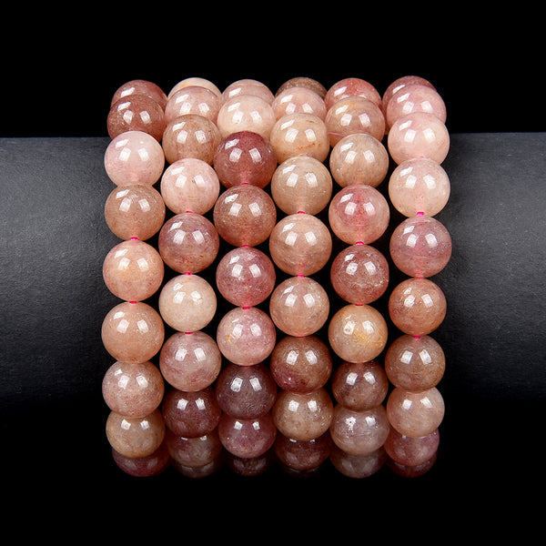 Natural Strawberry Quartz Gemstone Round Bracelet 8MM 10MM 7.5 inch Strand (S27)