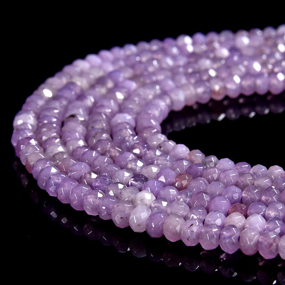 Lavender Jade Gemstone Faceted Rondelle 4X3MM Loose Beads 13.5 inch Full Strand (80019517-P108)