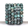 Natural Pyrite in Green Jade Gemstone Round Bracelet 8MM 10MM 7.5 inch Strand (S20)