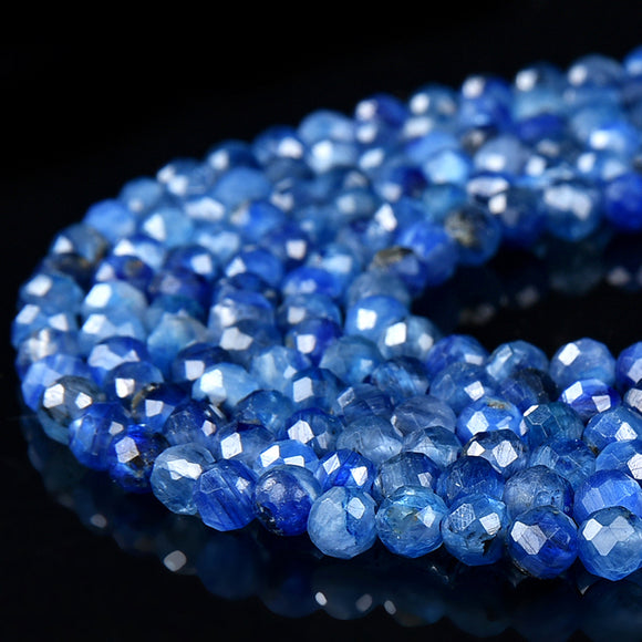 Natural Kyanite Gemstone Grade AAA Micro Faceted Round 2MM 3MM 4MM Loose Beads 15 inch Full Strand (P101)