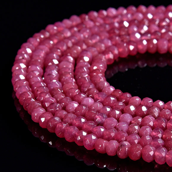 Ruby Red Jade Gemstone Faceted Rondelle 4X3MM Loose Beads 13.5 inch Full Strand (80019532-P109)