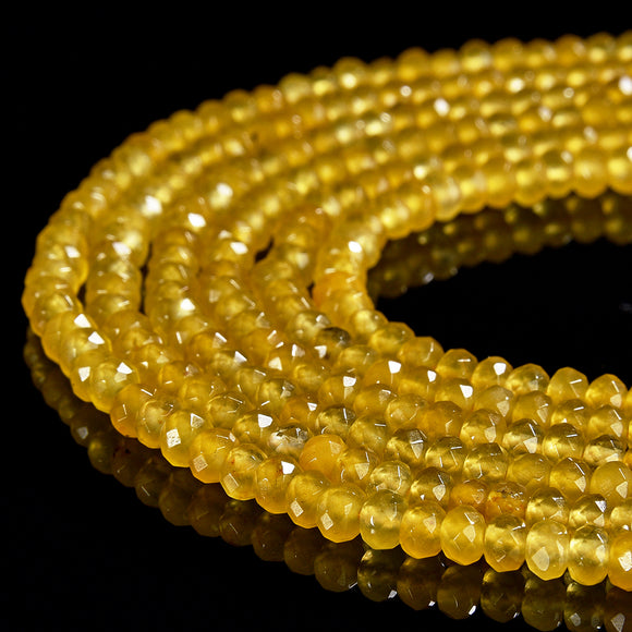 Yellow Jade Gemstone Faceted Rondelle 3X2MM 4X3MM Loose Beads 13.5 inch Full Strand (P108)